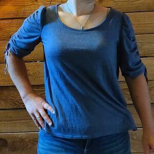 Ruffled sleeve, Blue Blouse, size M